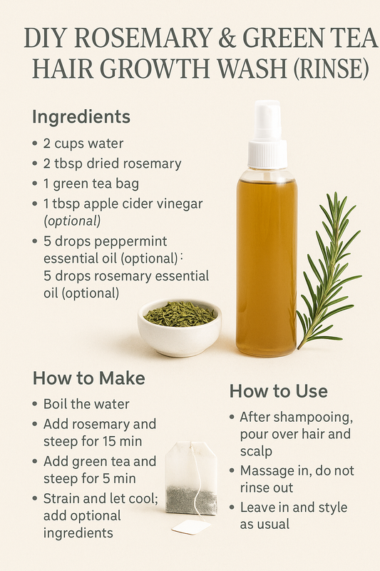 DIY Rosemary & Green Tea Hair Growth Wash (Rinse)