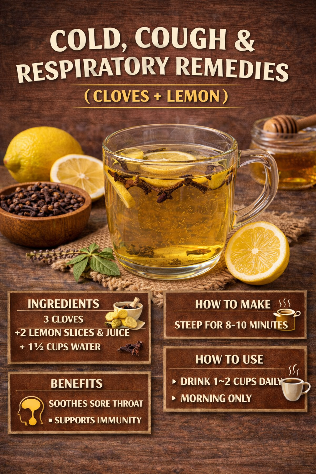 COLD, COUGH & RESPIRATORY REMEDIES (CLOVES + LEMON)