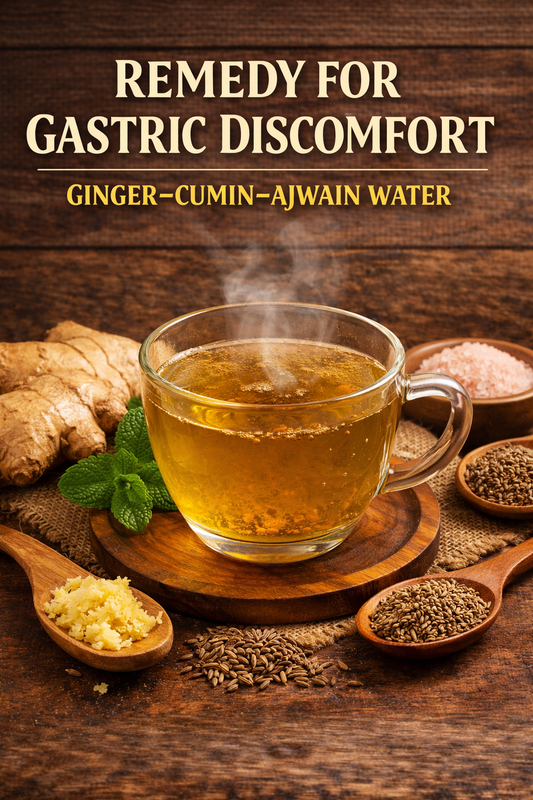 REMEDY FOR GASTRIC DISCOMFORT -  GINGER–CUMIN–AJWAIN WATER