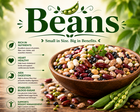 Assorted cooked beans in bowls showcasing their plant protein, fiber, vitamins, minerals, and wellness-supporting nutritional benefits.