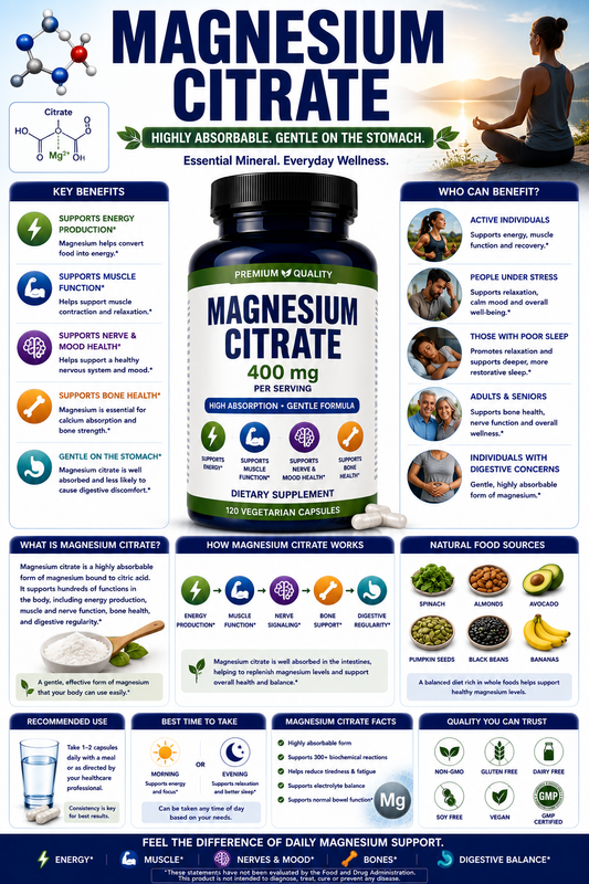 Magnesium Citrate: Benefits, Uses, Side Effects & Safety Guide