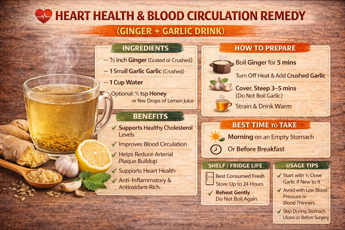 HEART HEALTH & BLOOD CIRCULATION REMEDY (GINGER + GARLIC DRINK)