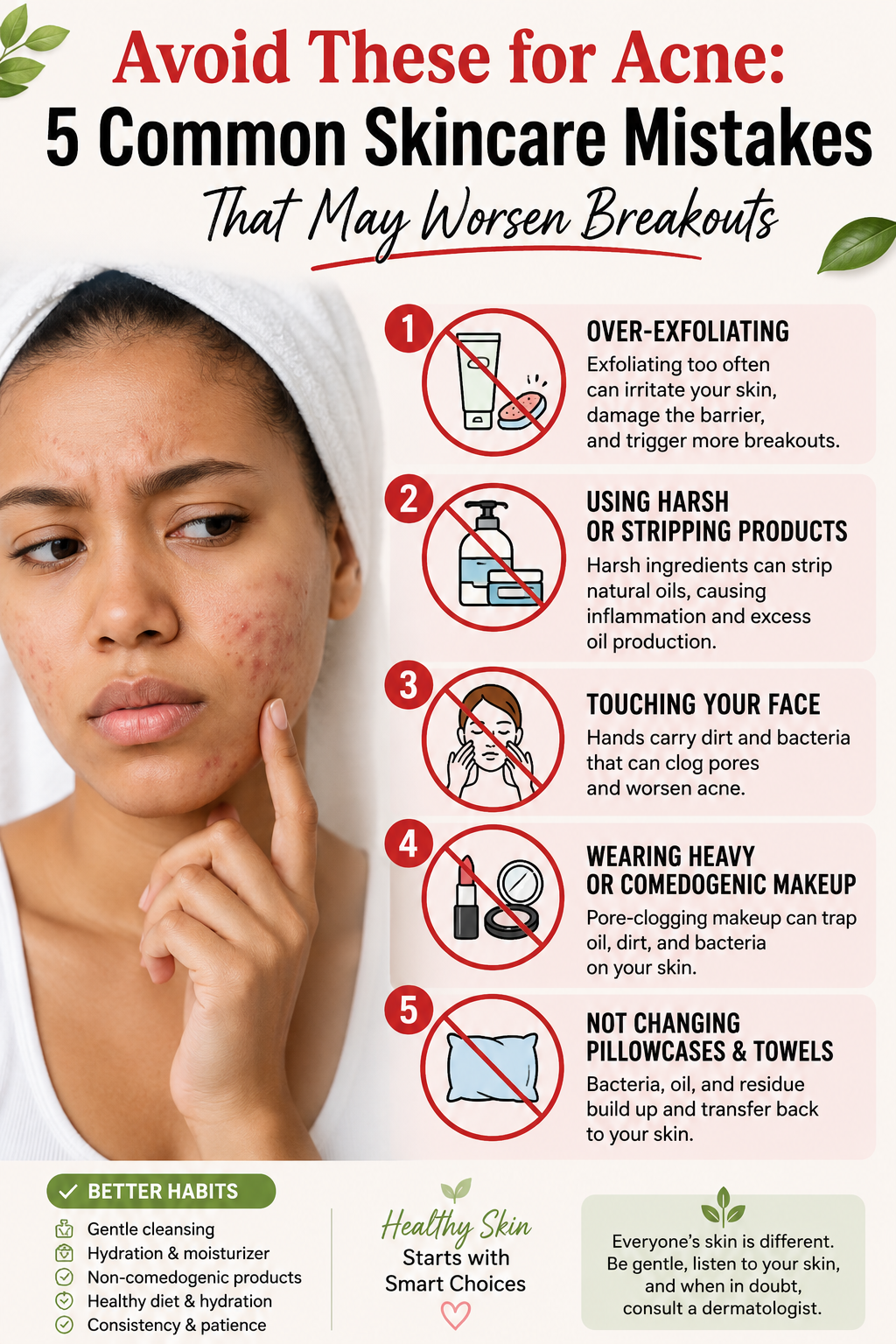 Avoid These for Acne: 5 Common Skincare Mistakes That May Worsen Breakouts