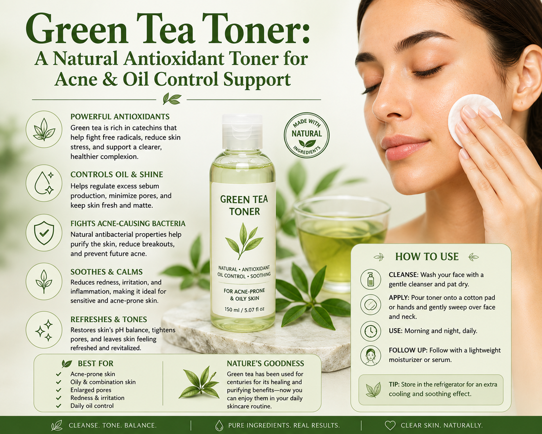 Green Tea Toner: A Natural Antioxidant Toner for Acne & Oil Control Support