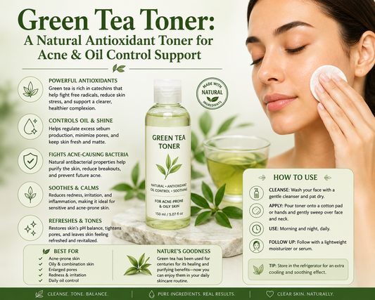 Green Tea Toner: A Natural Antioxidant Toner for Acne & Oil Control Support