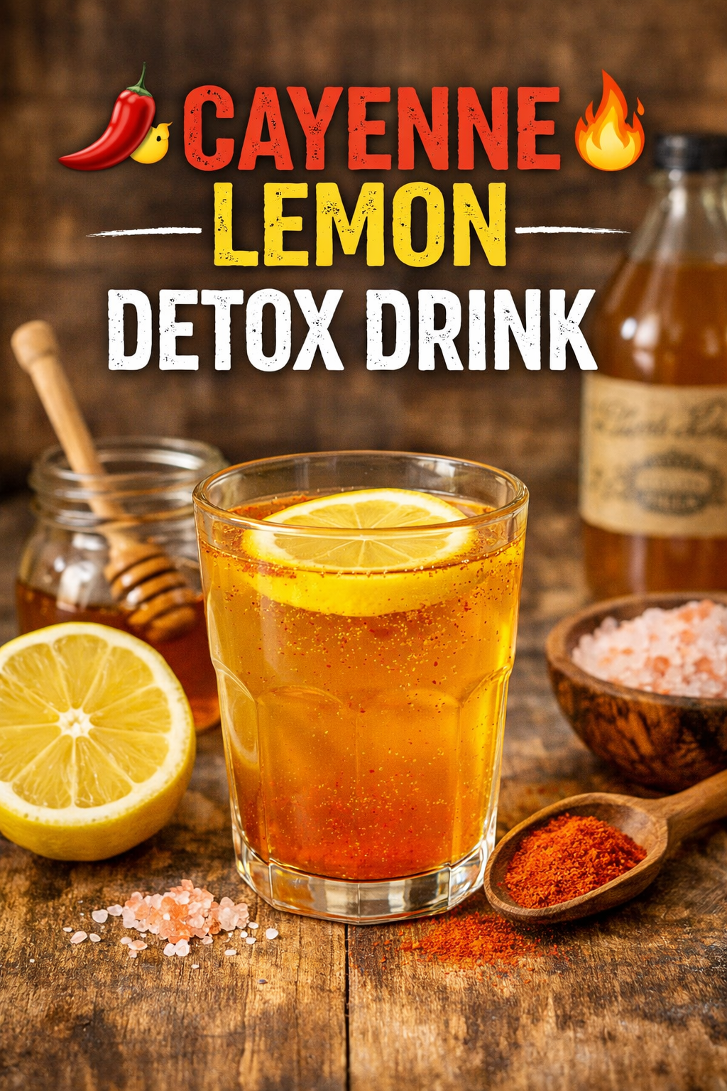 🌶️🔥 CAYENNE LEMON DETOX DRINK(CAYENNE PEPPER, LEMON, APPLE CIDER VINEGAR, HONEY, AND PINK HIMALAYAN SALT )