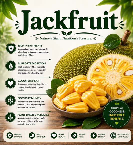 Fresh jackfruit showcasing its fiber, vitamins, antioxidants, tropical flavor, and wellness-supporting nutritional benefits.