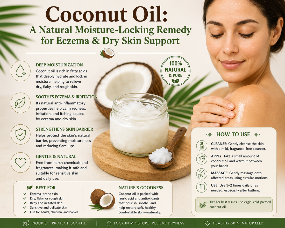 Coconut Oil: A Natural Moisture-Locking Remedy for Eczema & Dry Skin Support