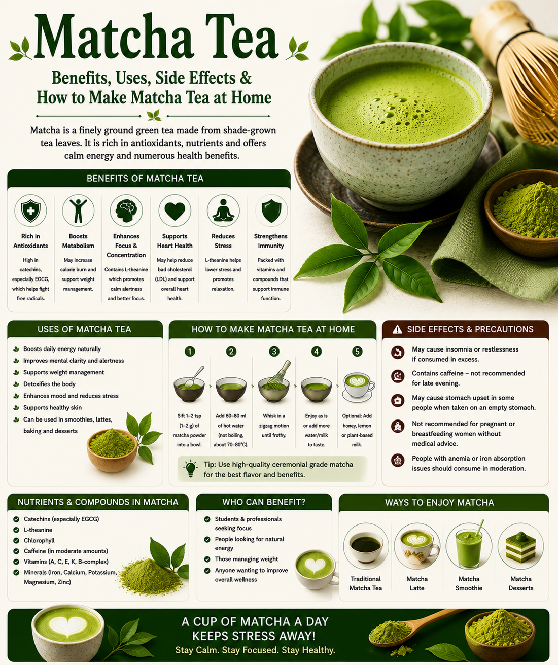 Matcha Tea Benefits, Uses, Side Effects & How to Make Matcha Tea at Home