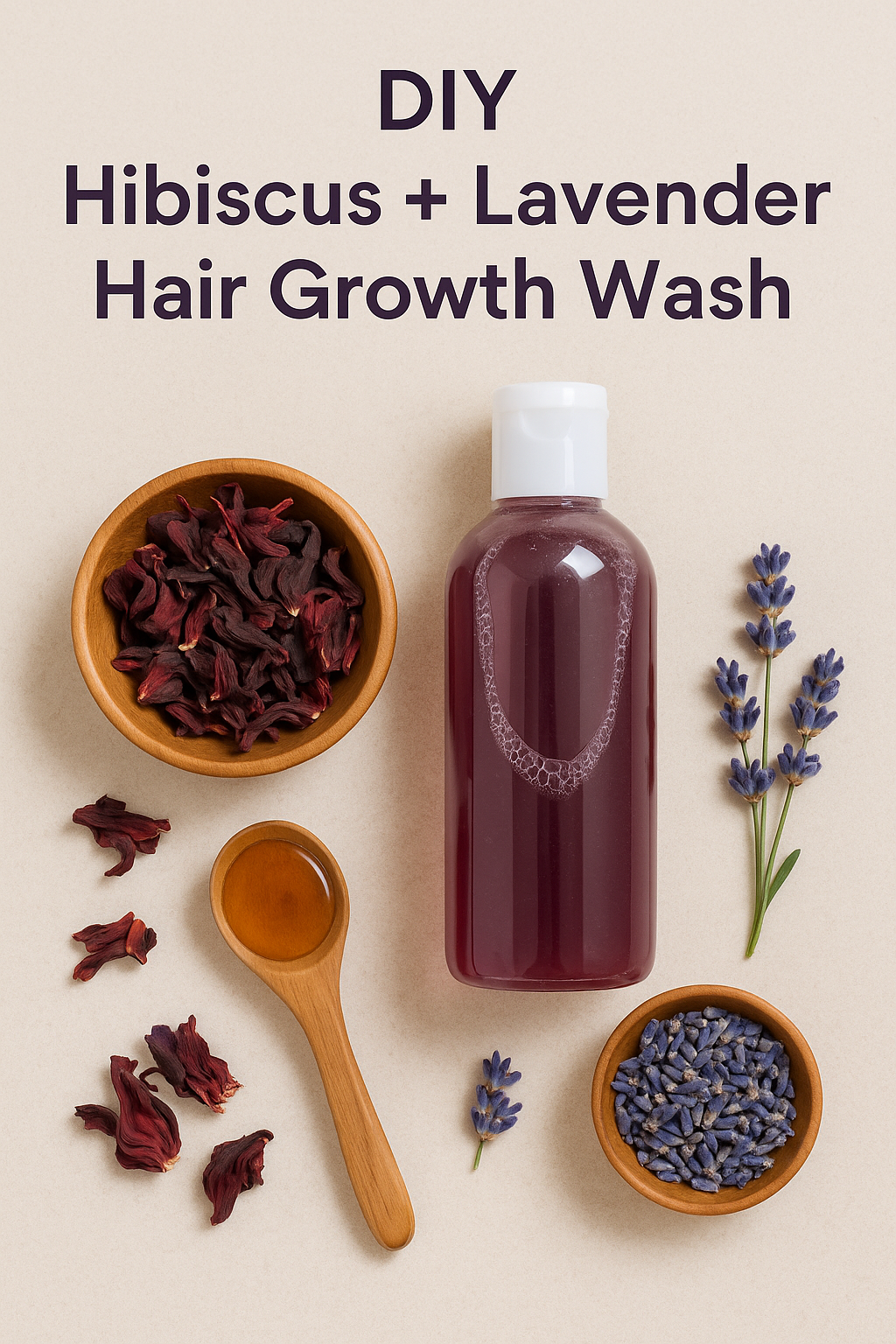 DIY Hibiscus + Lavender Hair Growth Wash (Nourishing Herbal Cleanser)