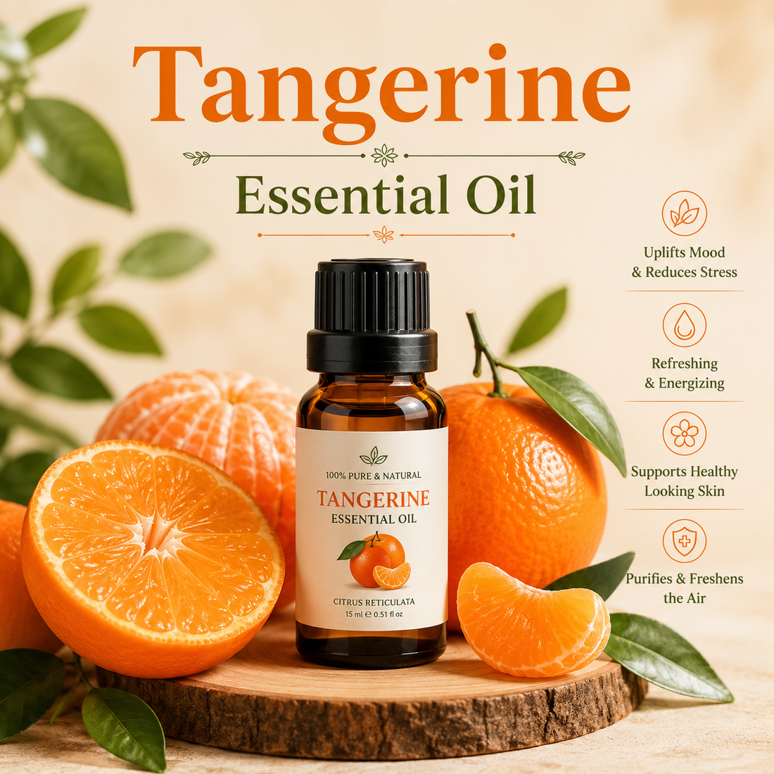 Tangerine essential oil bottle