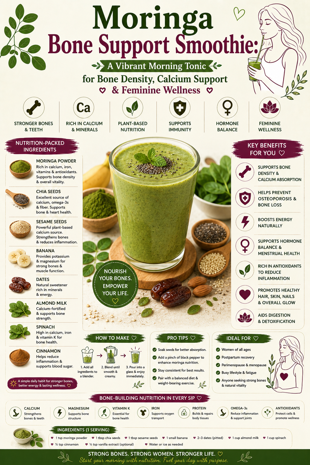 Moringa Bone Support Smoothie: Morning Calcium Drink