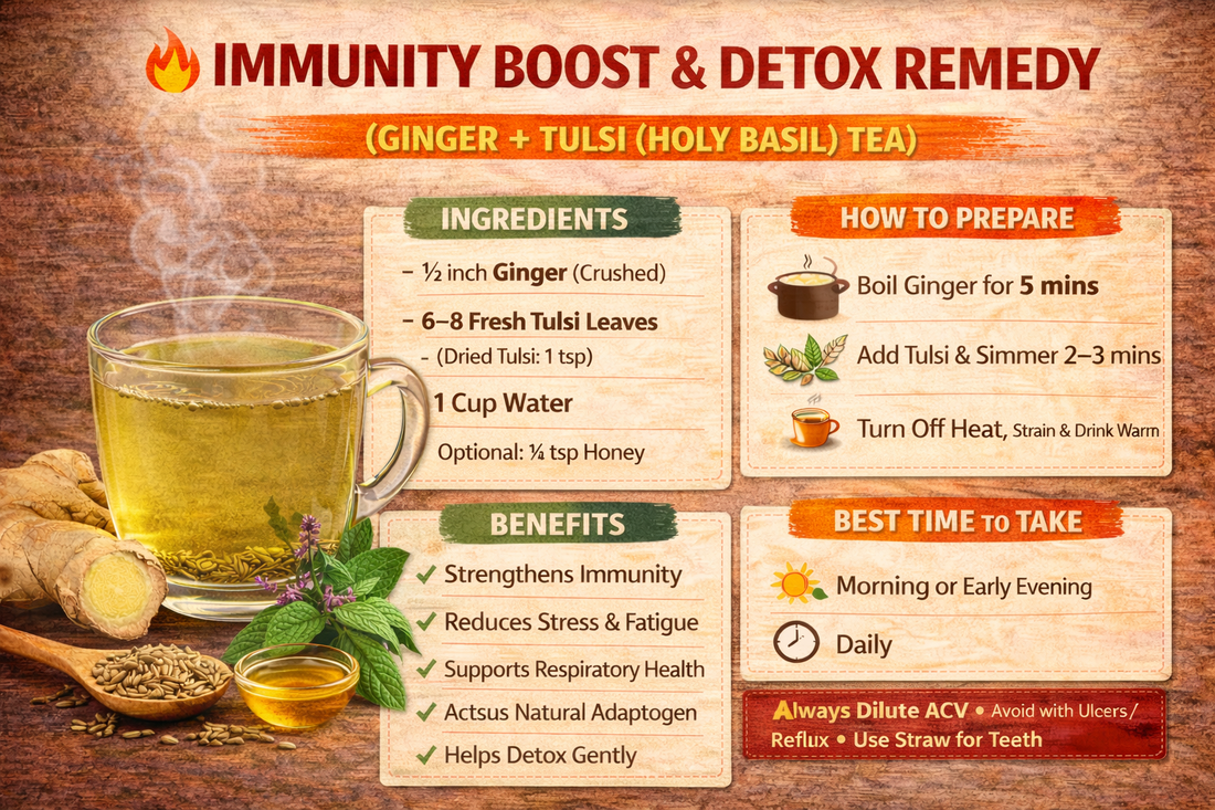 IMMUNITY BOOST & DETOX REMEDY (GINGER + TULSI (HOLY BASIL) TEA)