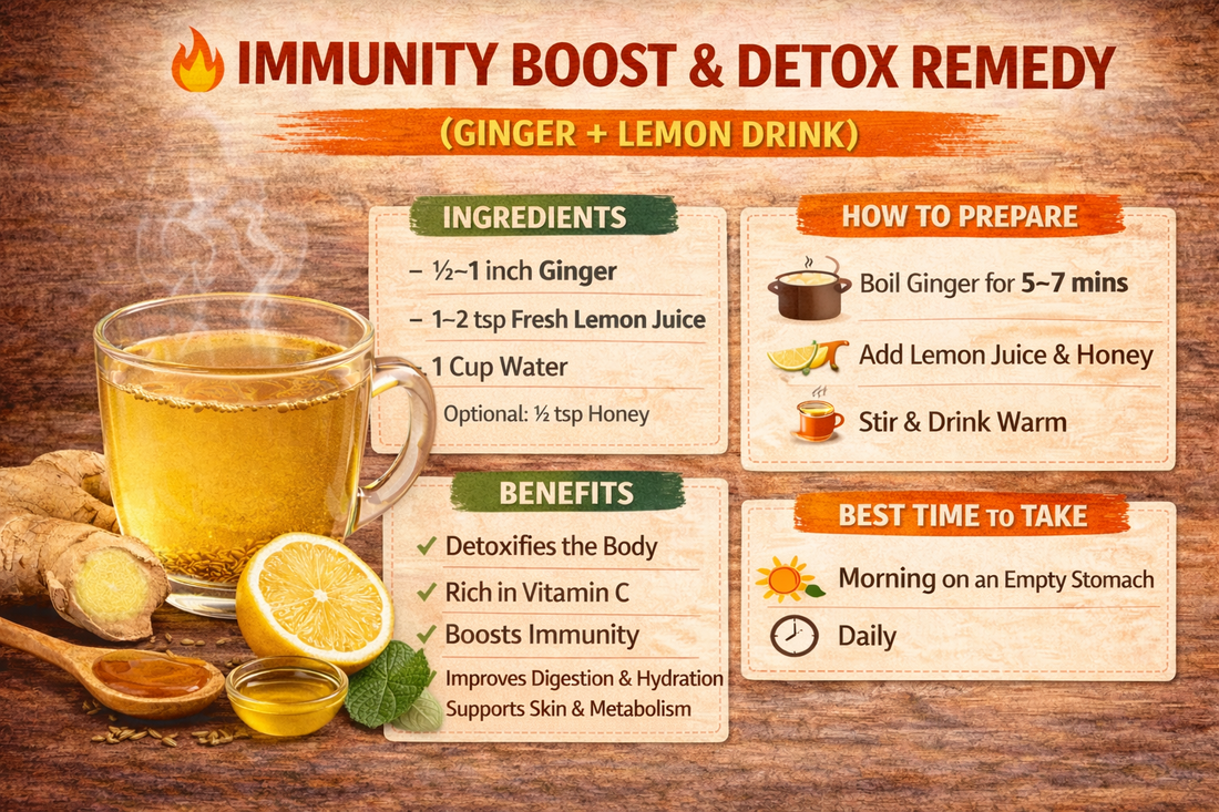 🔥 IMMUNITY BOOST & DETOX REMEDY (GINGER + LEMON DRINK)