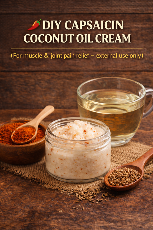 🌶️ DIY CAPSAICIN COCONUT OIL CREAM (For muscle & joint pain relief – external use only)