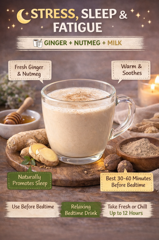 STRESS, SLEEP & FATIGUE(🥛 GINGER + NUTMEG + MILK)