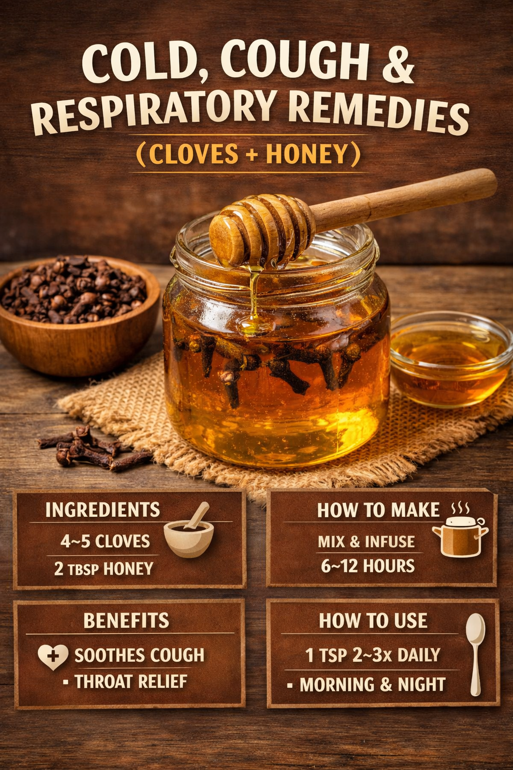 COLD, COUGH & RESPIRATORY REMEDIES( CLOVES + HONEY)