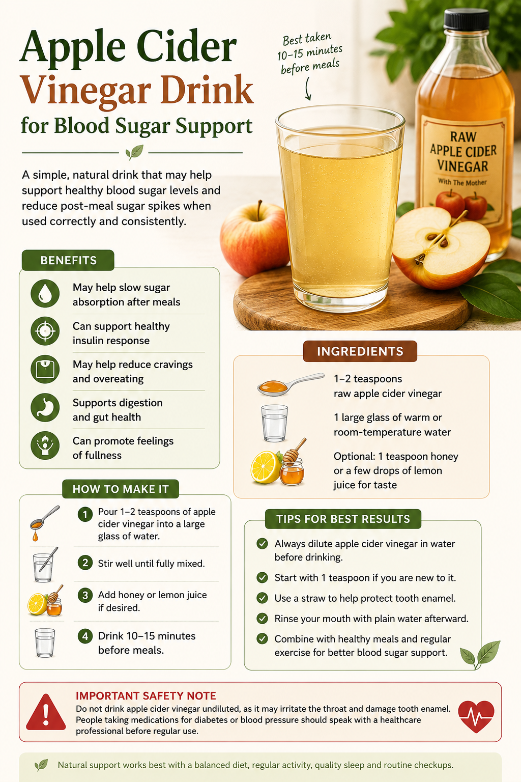 Apple Cider Vinegar Drink for Blood Sugar Support