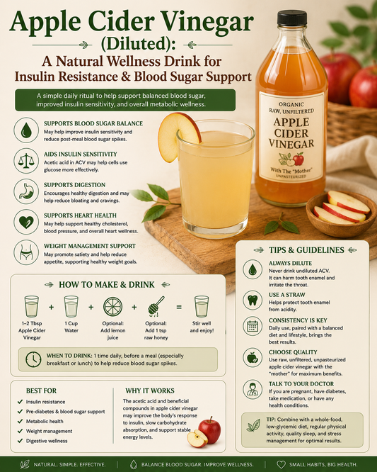 Apple Cider Vinegar (Diluted): A Natural Wellness Drink for Insulin Resistance & Blood Sugar Support