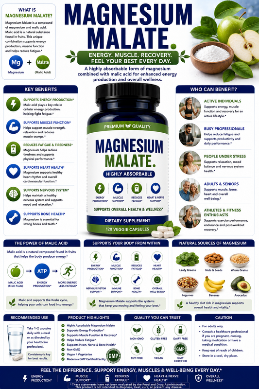 Magnesium Malate: Benefits, Uses, Side Effects & Safety Guide
