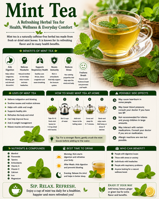 Mint Tea Benefits, Uses, Side Effects & How to Make Mint Tea at Home
