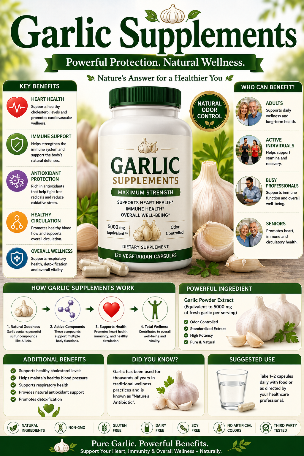 Garlic Supplements: Benefits, Uses, Side Effects & Safety Guide