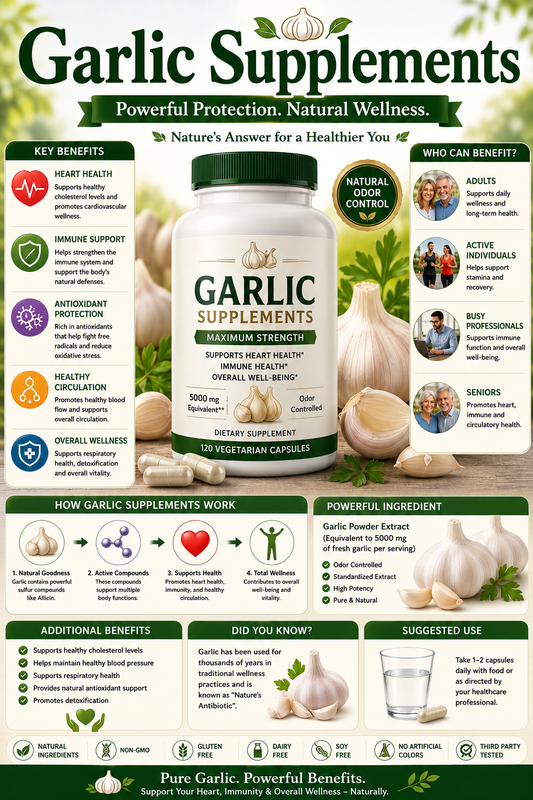 Garlic Supplements: Benefits, Uses, Side Effects & Safety Guide