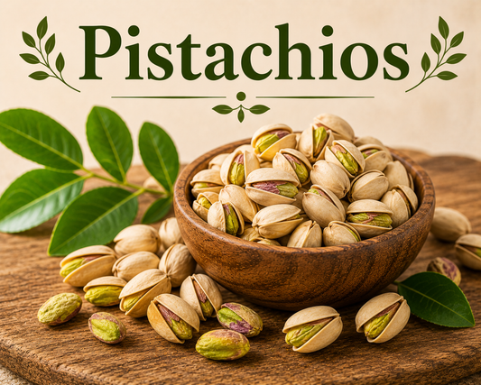 Fresh pistachios showcasing their healthy fats, protein, fiber, antioxidants, vitamins, minerals, and wellness-supporting nutritional benefits.