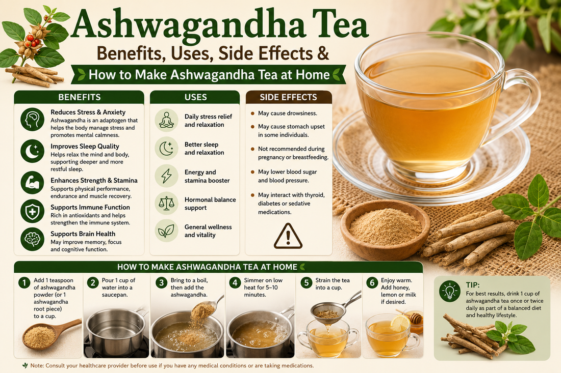 Ashwagandha Tea Benefits, Uses, Side Effects & How to Make Ashwagandha Tea at Home