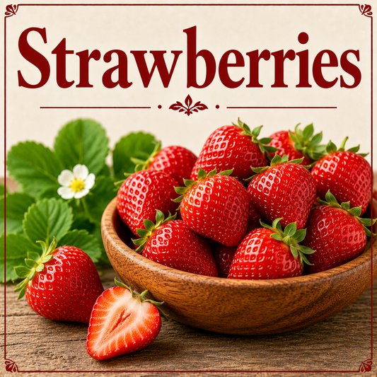 Fresh strawberries showcasing their vitamin C, antioxidants, fiber, natural sweetness, and wellness-supporting nutritional benefits.