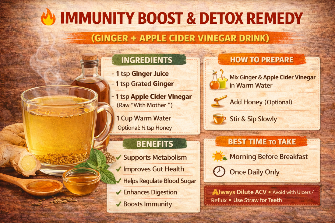 🔥 IMMUNITY BOOST & DETOX REMEDY (GINGER + APPLE CIDER VINEGAR DRINK)
