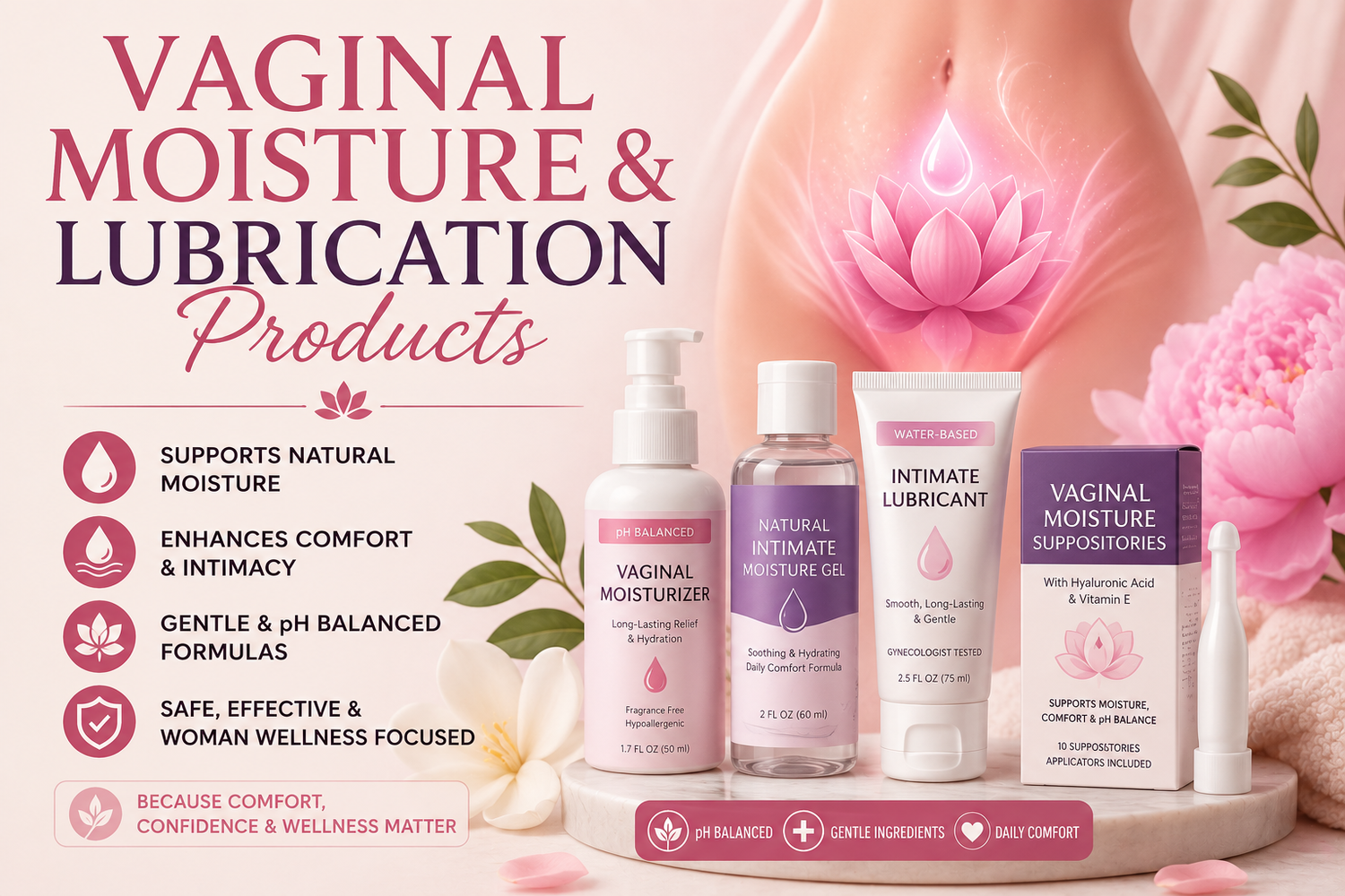 Vaginal Moisture & Lubrication Supplements | Natural Support for Feminine Comfort