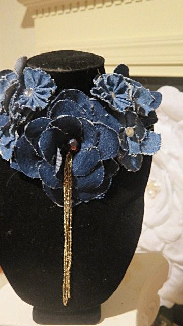 denim flower necklace