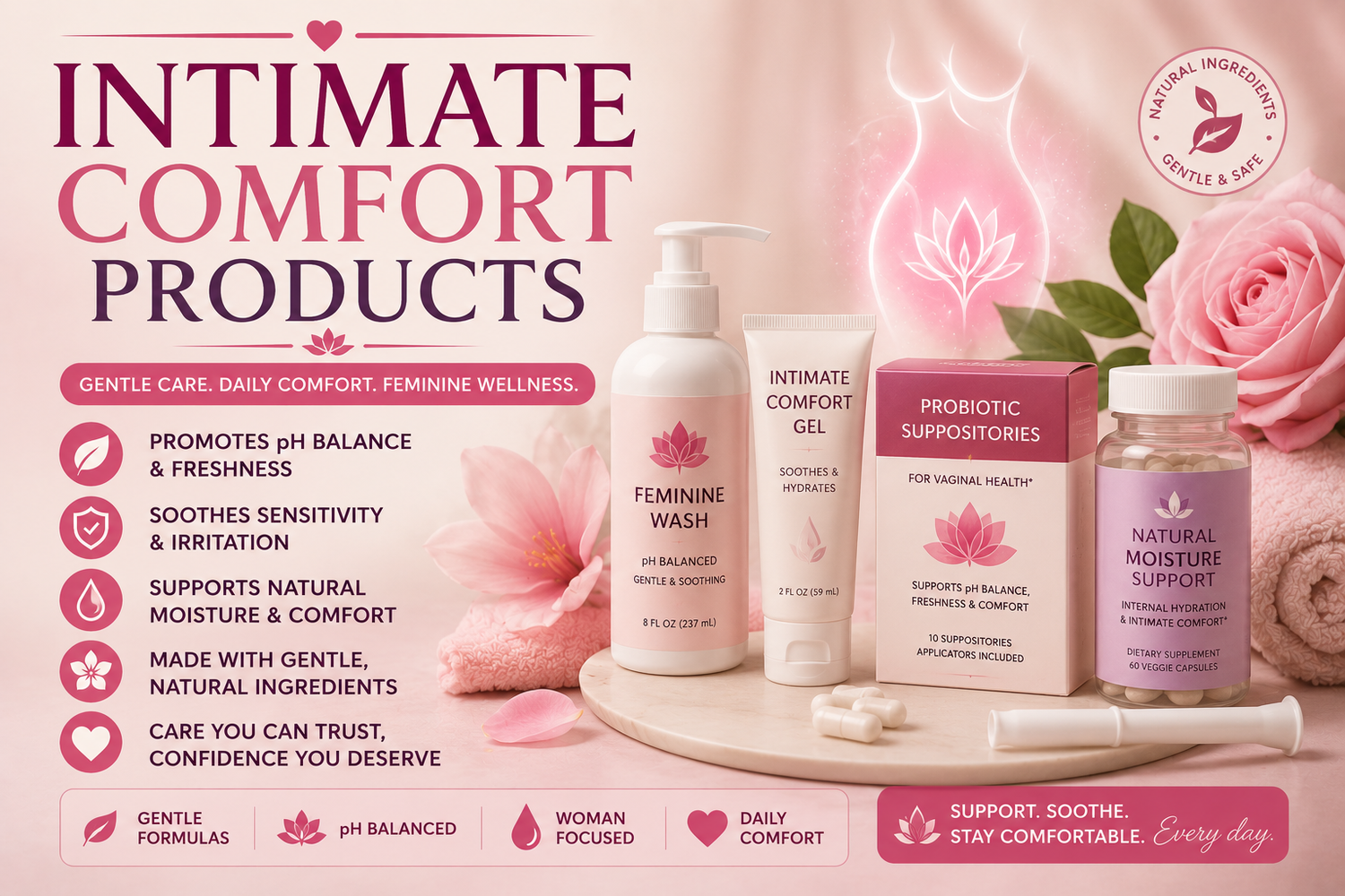 Intimate Comfort Supplements | Natural Support for Feminine Wellness & Vaginal Comfort