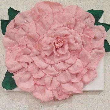 3D pink felt rose flower wall art decor for home and events