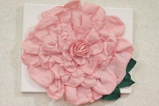 3D pink rose flower wall art decoration for home and events