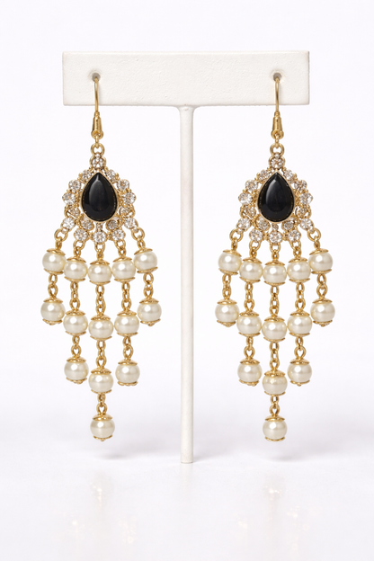Black Chandelier Drop Earrings for Women