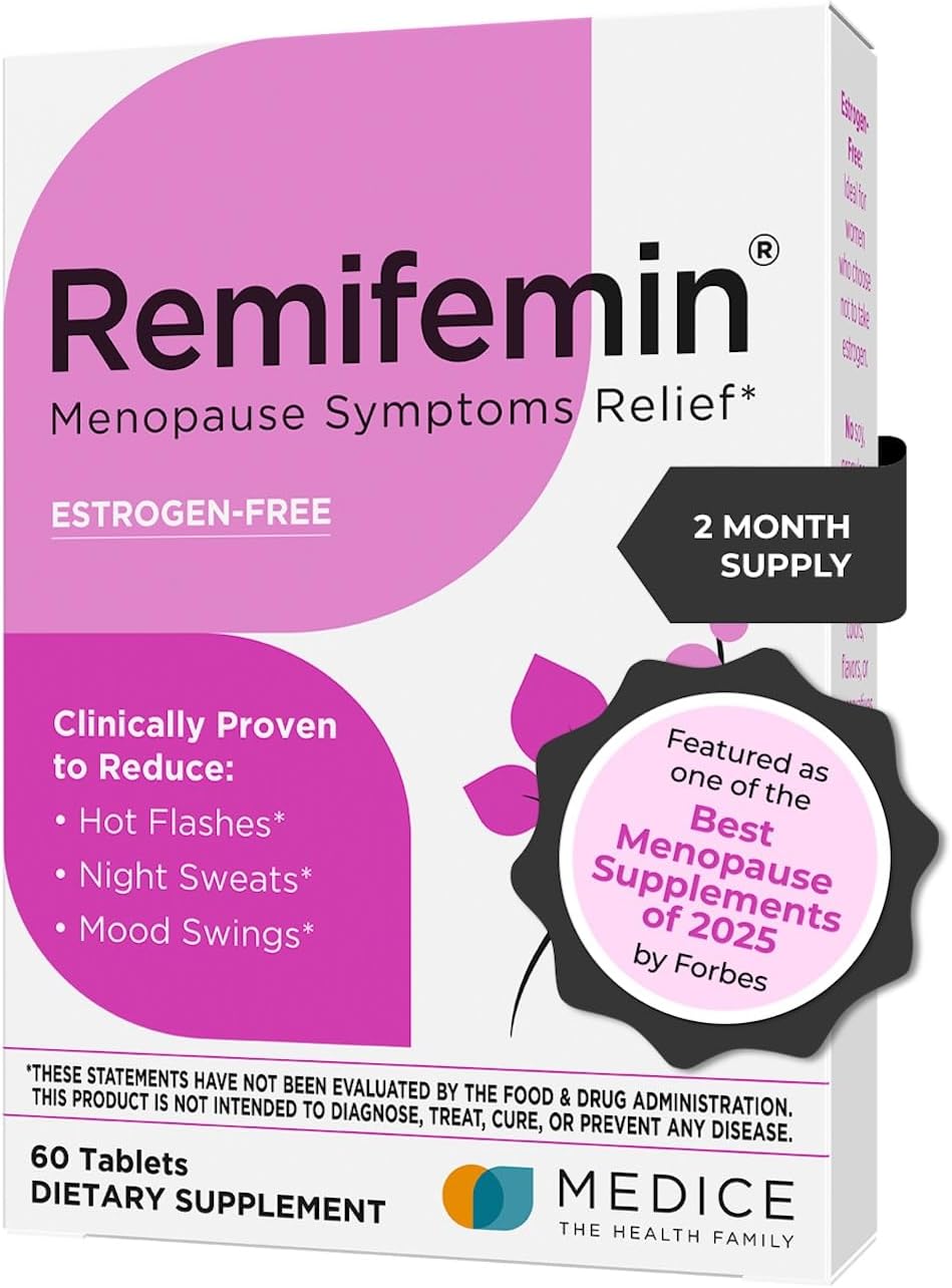 Remifemin Menopause Symptoms Relief – Clinically Proven Black Cohosh Extract | Hot Flashes, Night Sweats & Mood Support (60 Tablets)