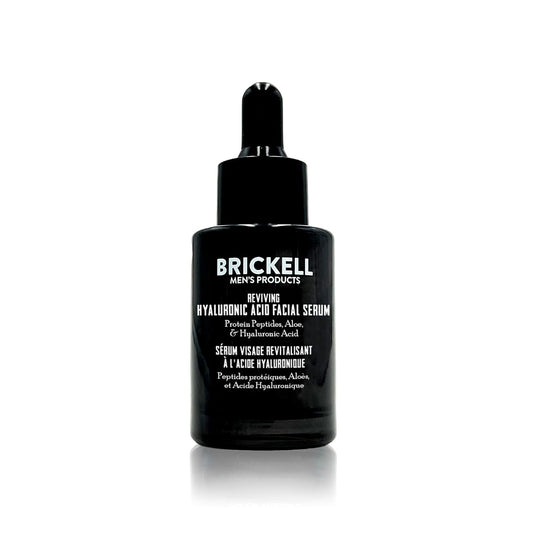Brickell Men’s Reviving Hyaluronic Acid Facial Serum – Anti-Aging Hydration with Protein Peptides for Firmness, Wrinkles & Glow (1 oz)