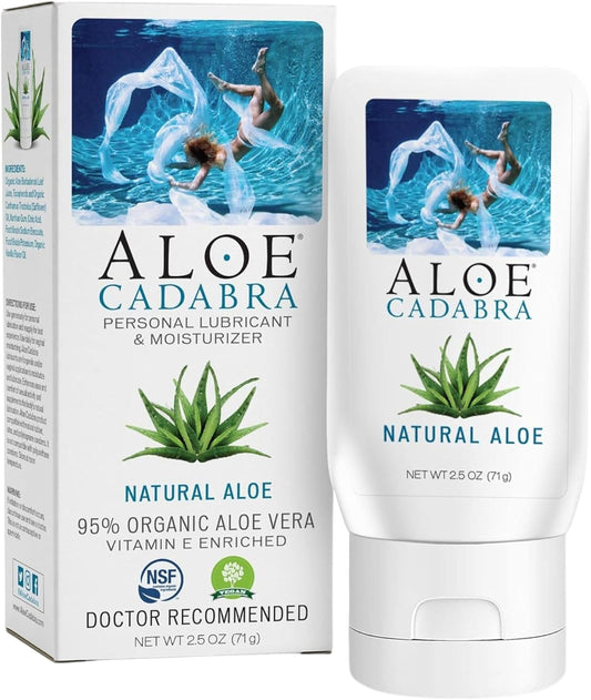 Aloe Cadabra Organic Aloe Vera Personal Lubricant – Unscented, pH-Balanced Natural Lube & Vaginal Moisturizer (2.5 oz)