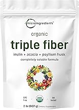 Micro Ingredients Organic Triple Fiber Powder 2lb – Inulin, Acacia & Psyllium Husk | Prebiotic Fiber for Gut Health & Digestion