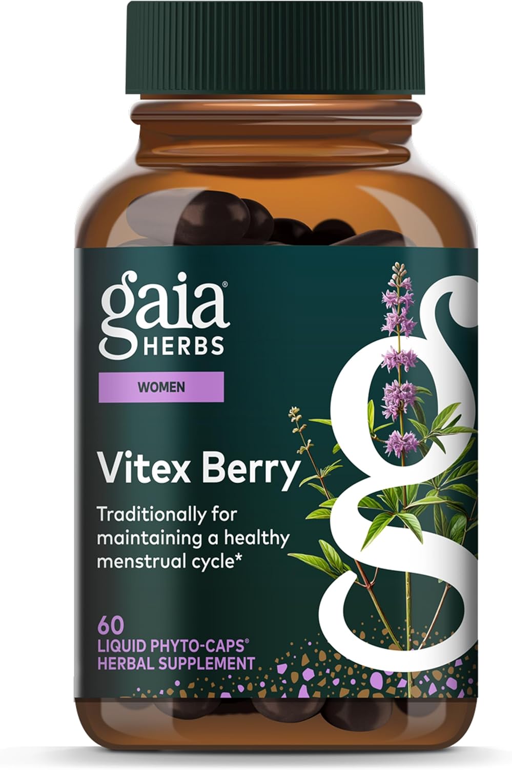 Gaia Herbs Vitex Berry (Chasteberry) – Liquid Phyto-Caps for Women’s Hormone Balance & Menstrual Cycle Support (60 Vegan Capsules)