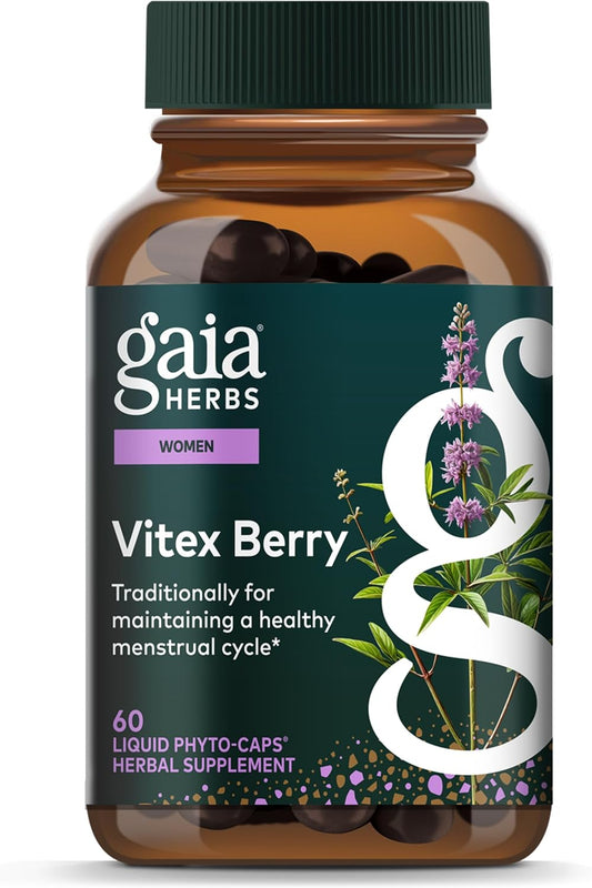 Gaia Herbs Vitex Berry (Chasteberry) – Liquid Phyto-Caps for Women’s Hormone Balance & Menstrual Cycle Support (60 Vegan Capsules)