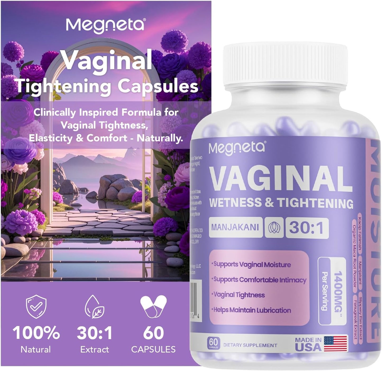 MEGNETA Vaginal Tightening Capsules Review — Kacip Fatimah, Manjakani & Slippery Elm for Feminine Firmness, Elasticity & Intimate Moisture