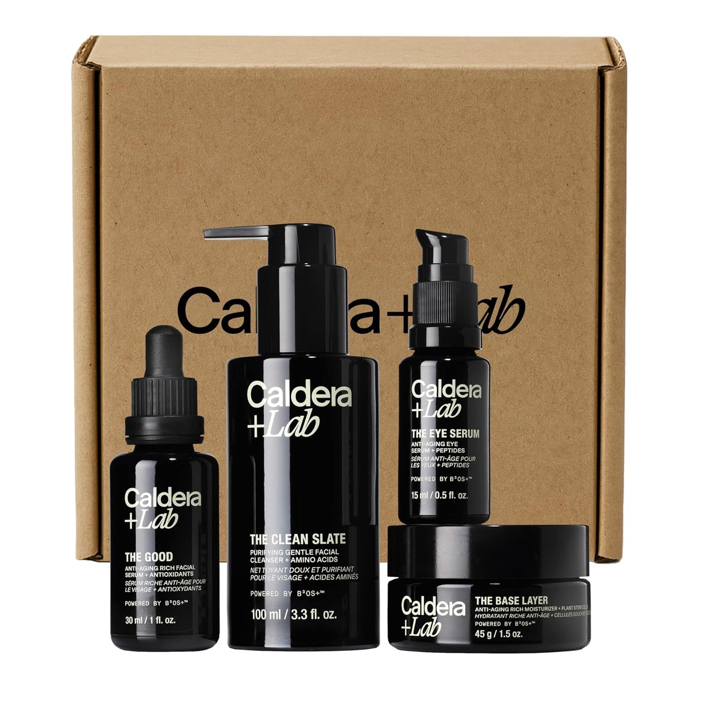 Caldera + Lab Men’s Anti-Aging Skincare Kit – The Regimen Rich + Eye Defense: Cleanser, Moisturizer, Night Serum & Eye Serum for Firmer, Smoother, Hydrated Skin