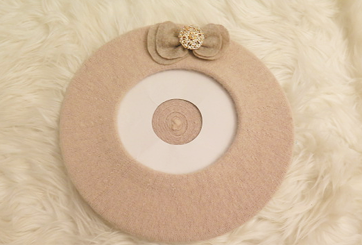 Beige and brown bow French style designer beret for women