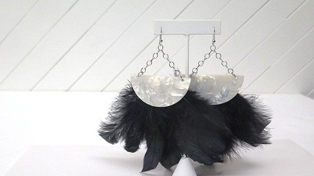 black feather earring