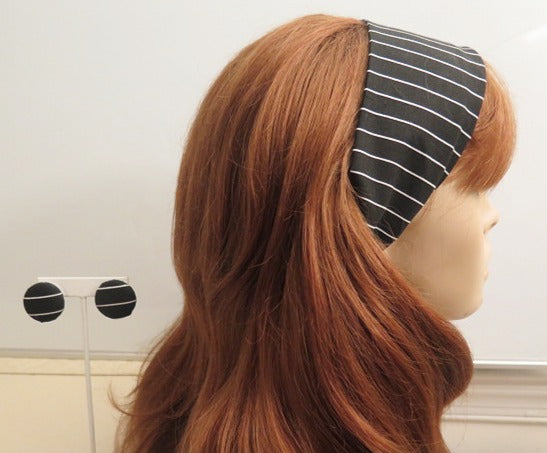 Black stripe Headband and earring