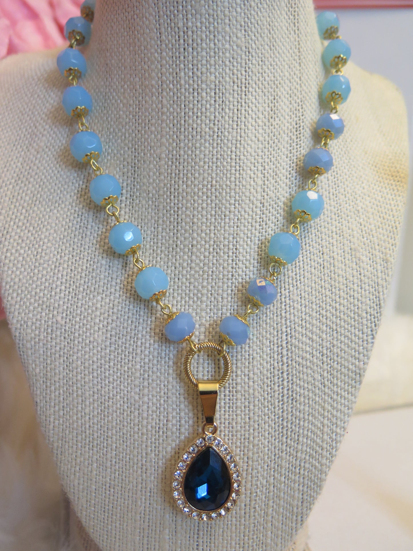 blue Beads necklace for special event