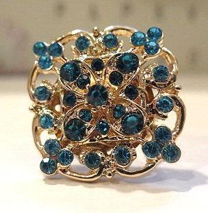 Blue Sparkling Rhinestone Ring/ Blue Square Rhinestone Ring/ Blue Rhinestone Ring/ Blue Ring